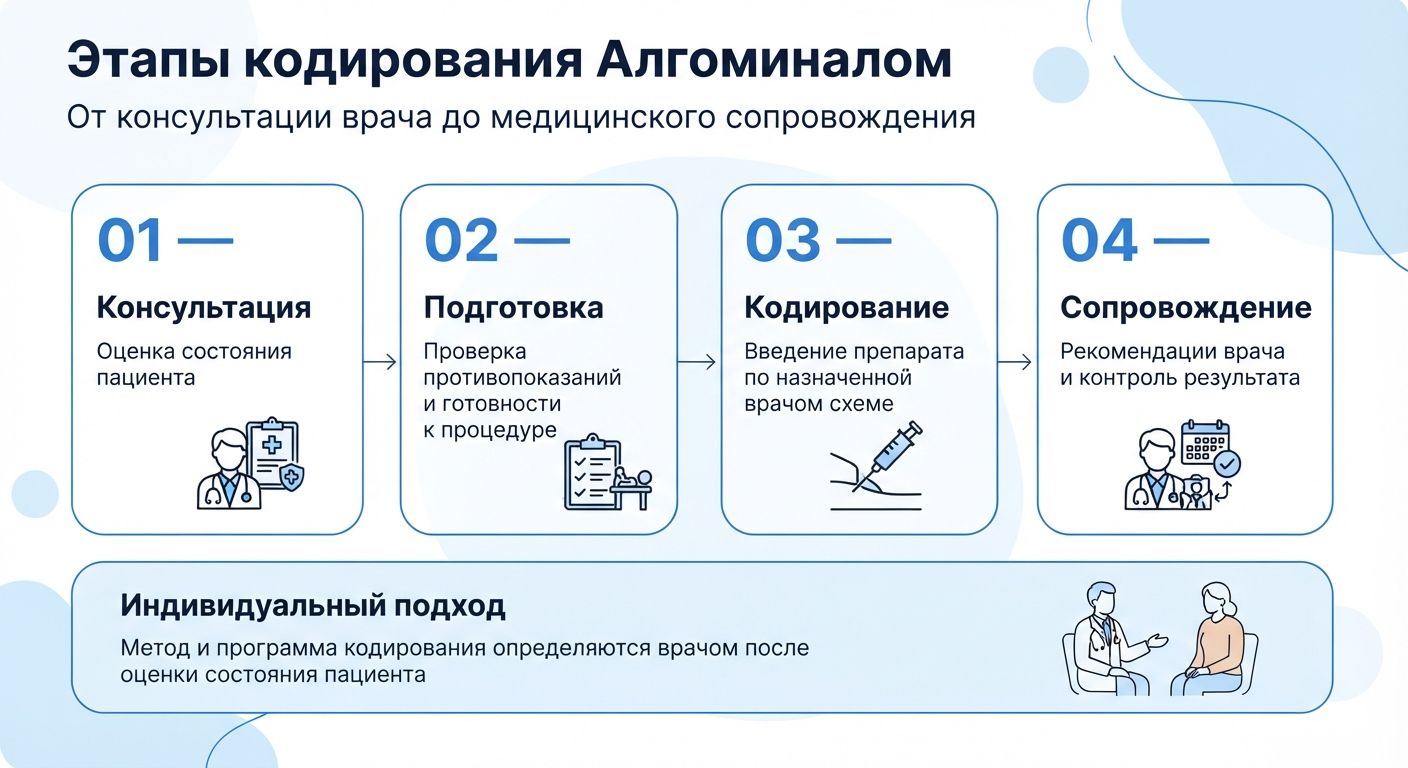 Кодирование препаратом «Алгоминал» в Топках инфографика